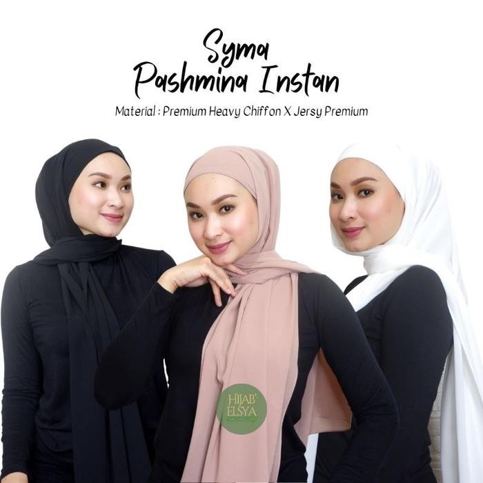 SURCA Syma Pashmina Instant Premium, Kerudung Instant 2In1 With Inner Jersey, Hijab Instant