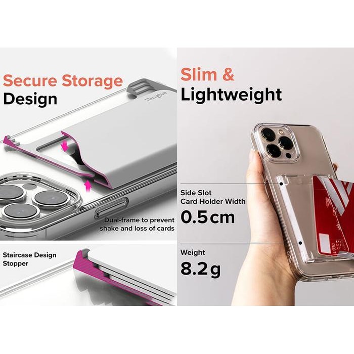

Ringke Universal Side Slot 3 card Holder Clear Mist Tempat Kartu Tipis