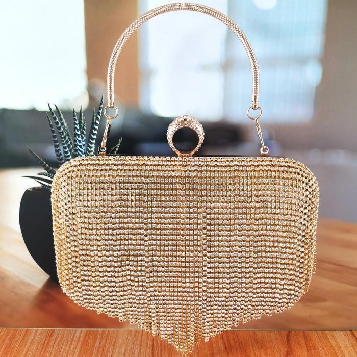 Tas Pesta Kondangan Wanita Premium Lokal Terbaru Clutch Dompet Pesta Kristal Mewah Elegan untuk