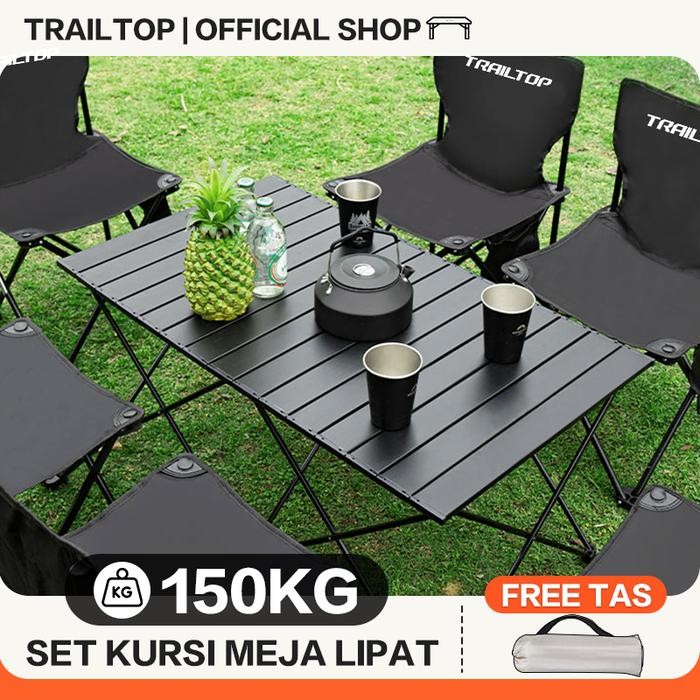RJ2Y [Ready] Trailtop Meja Kursi Lipat Outdoor 1 Set Meja Lipat Outdoor Dan Kursi Lipat