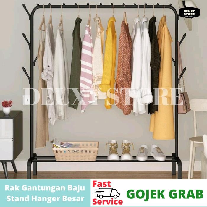 PREMIUM Rak Gantungan Baju Celana Pakaian Tas Topi Jemuran Stand Hanger Besar