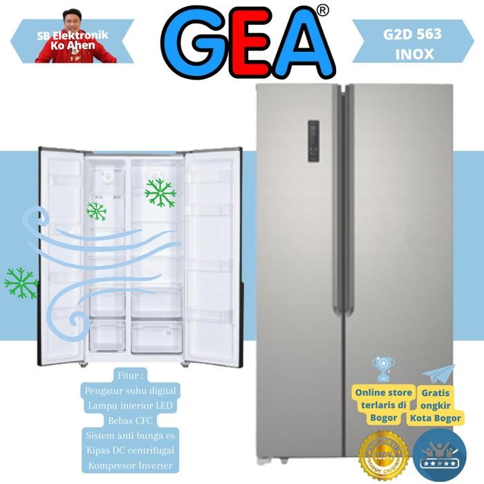 Kulkas Gea G2D-563 Side By Side 2 Pintu Inverter Inox Garansi
