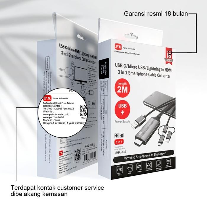 Populer Kabel Mhl Px Mha 110 Hdmi To Micro Type C Lightning Tv Ios Smartphone Termurah