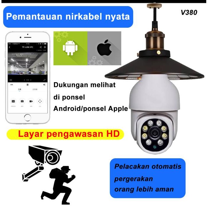 Cctv Lampu V380 Pro 8Mp Kamera Cctv Wifi Lampu Cctv 360 Ptz Lampu Kamera Cctv Ptz 360 Coverage 1080P