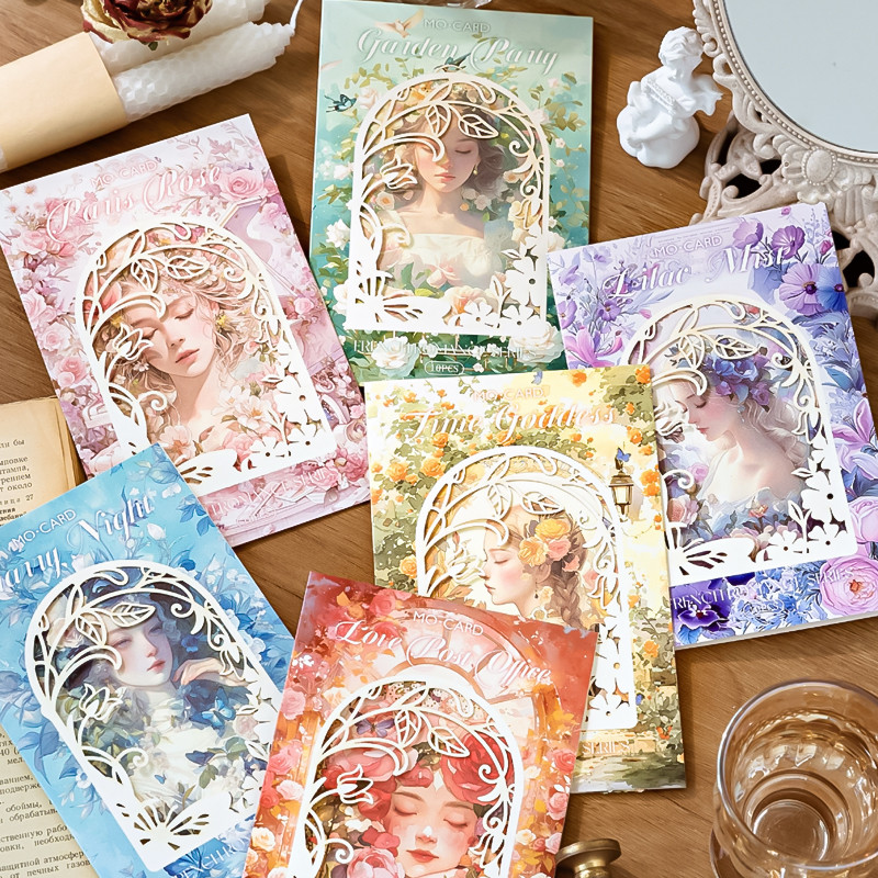 

Mr.Paper 10Pcs/Pack Light Paper Hollow Lace French Romantic Fresh Dream Material Handbook DIY Base