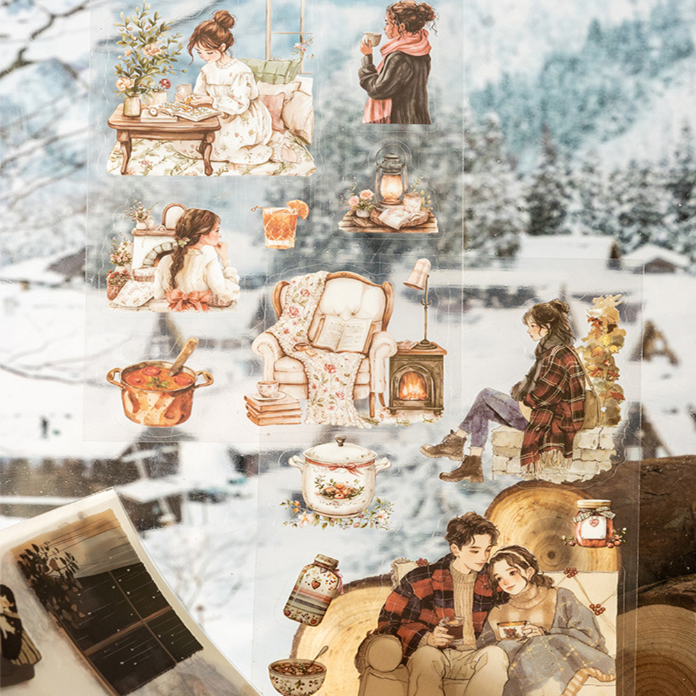 

2Style 60Pcs/bag Poetic Life Theme Dual Material Sticker Book Creative DIY Handbook