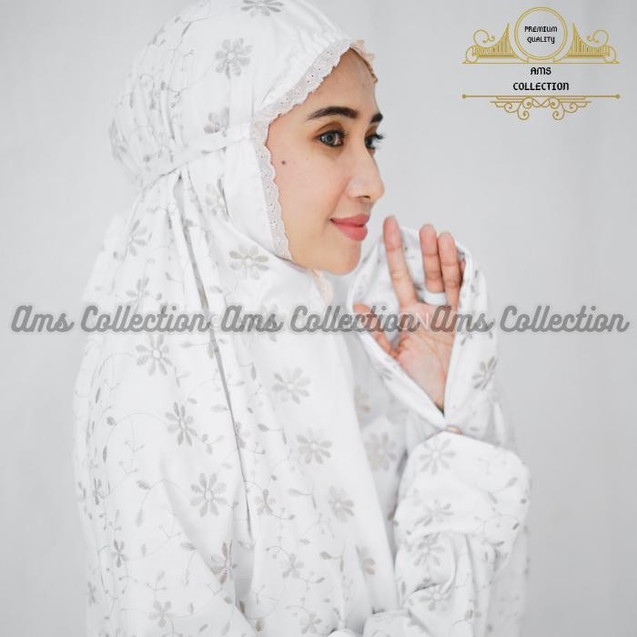 (Expert) Mukena Terusan Dewasa Bordir Sutra Milo Renda Mewah