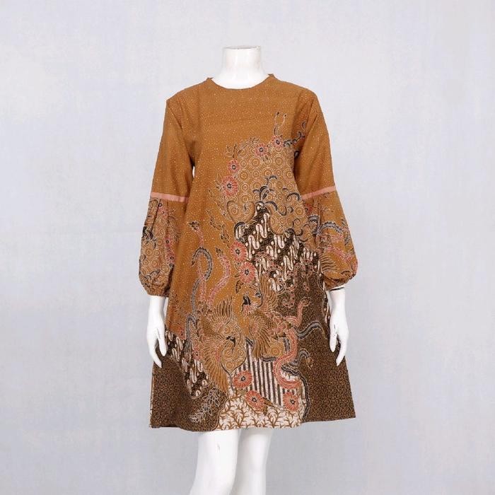 (Expert) Batik Wanita Tunik Sogan RatuRatih Bahan Katun Primisima Pola SMLXLXXL XXXL Muslim Panjang