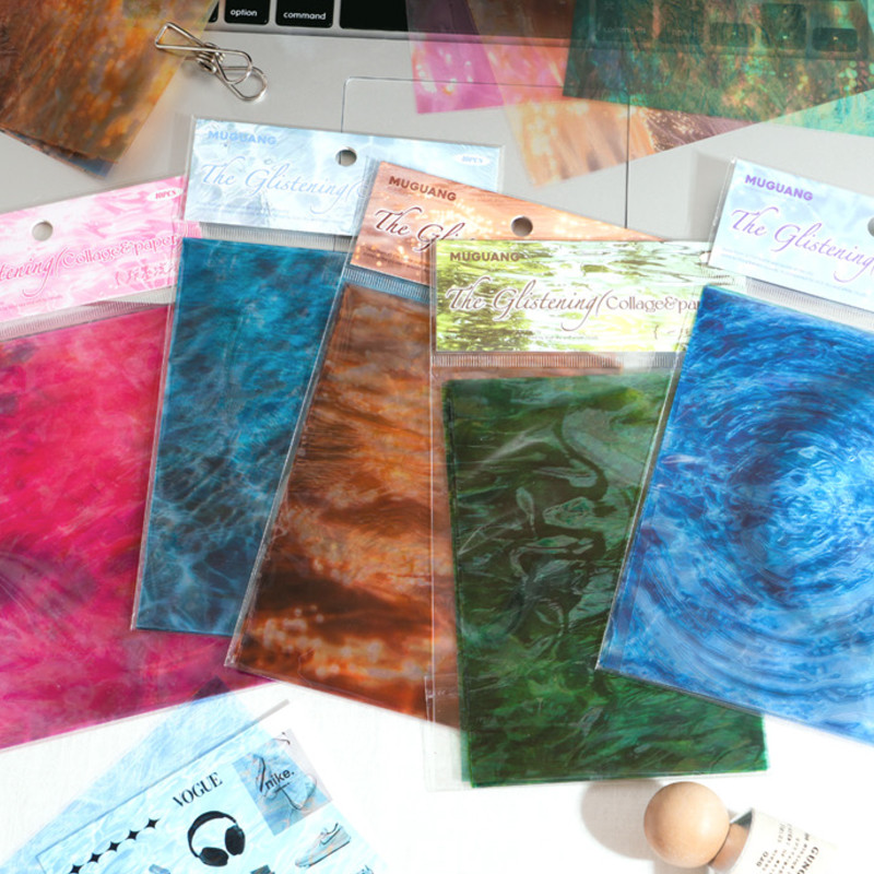 

5Style 10Pcs/pack Sparkling Series Basic Material Paper for DIY Handbook Calendar Glasses