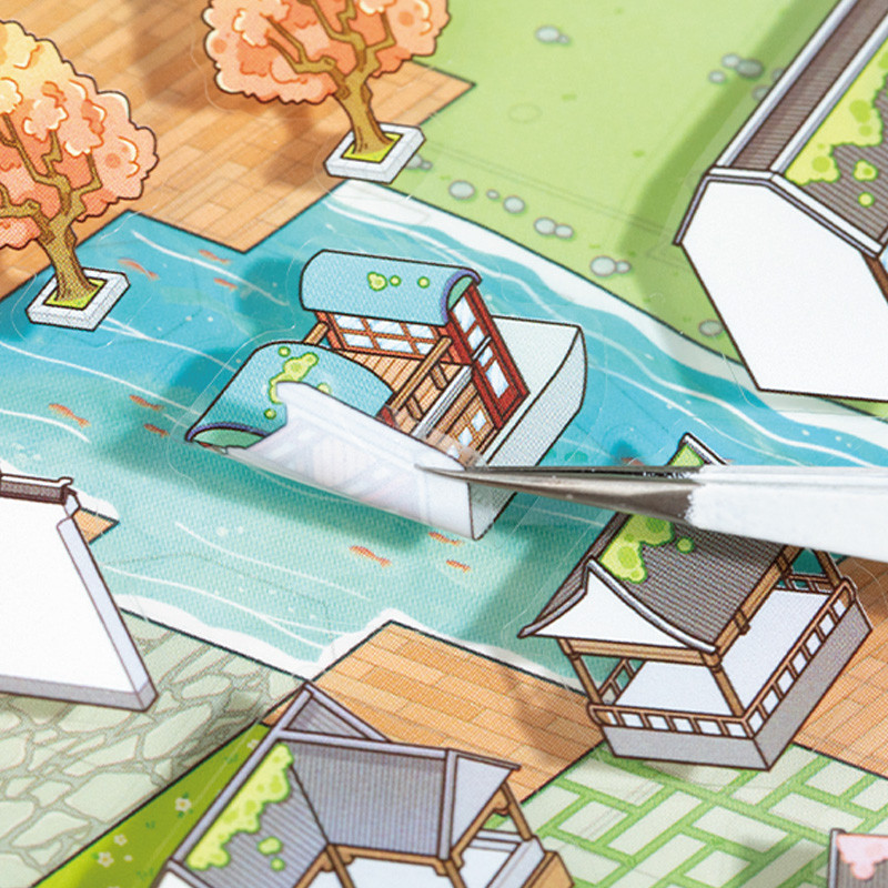 

1Style 4Pcs/bag City Suzhou PET miniature landscape stickers handbook DIY entertainment