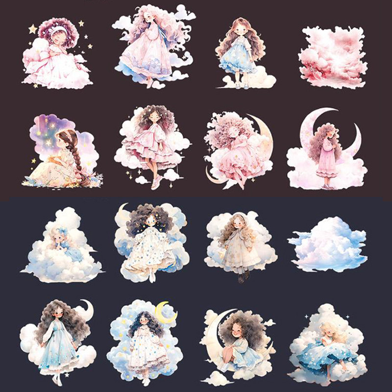 

6Style 20Pcs/bag Cloudy Girl Series Cloud Theme PET Sticker for DIY Handbook Notebook