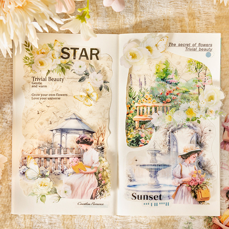 

4Style 1Roll/bag girl characters scenery tape DIY handbook scrapbook phone case photo