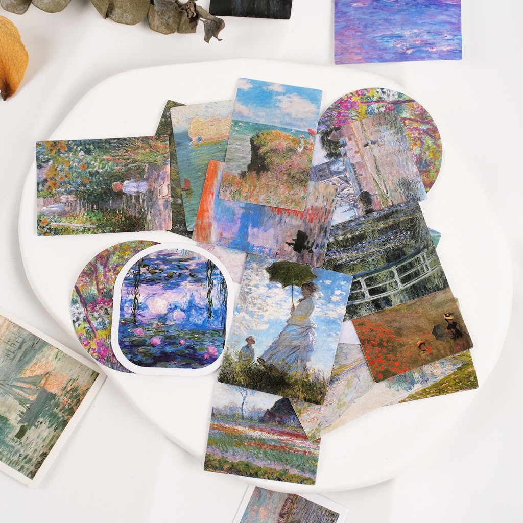 

Mr.Paper 1Style 46Pcs/pack Monet oil painting series self-adhesive boxed sticker for DIY handbook