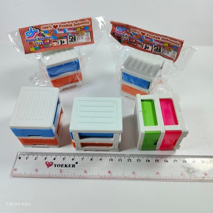 (Allthebest) 10 pcs Mainan laci mini 2 susun mainan rak plastik mainan anak anak