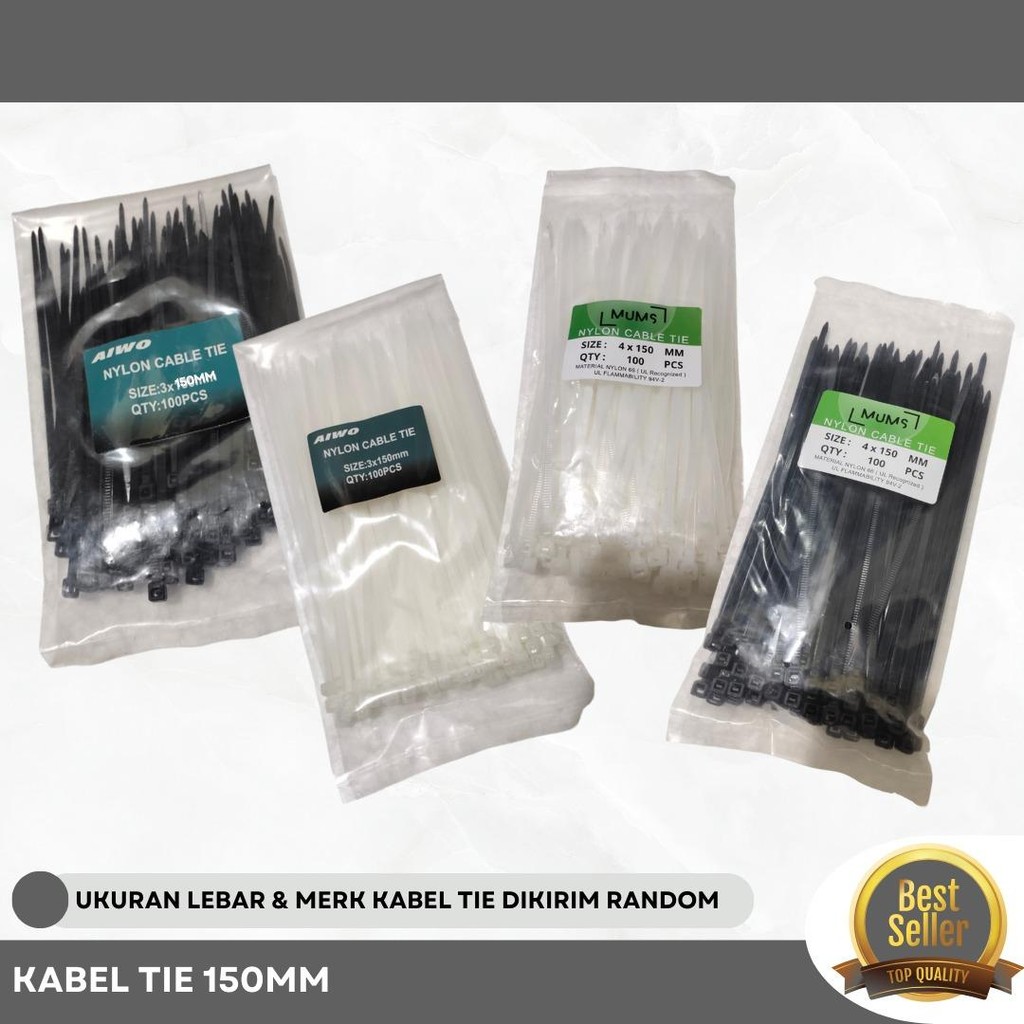 

SB GROSIR Kabel Ties HITAM 150MM Cable Tie Nylon Tebal Malvin HITAM 15 cm 15cm