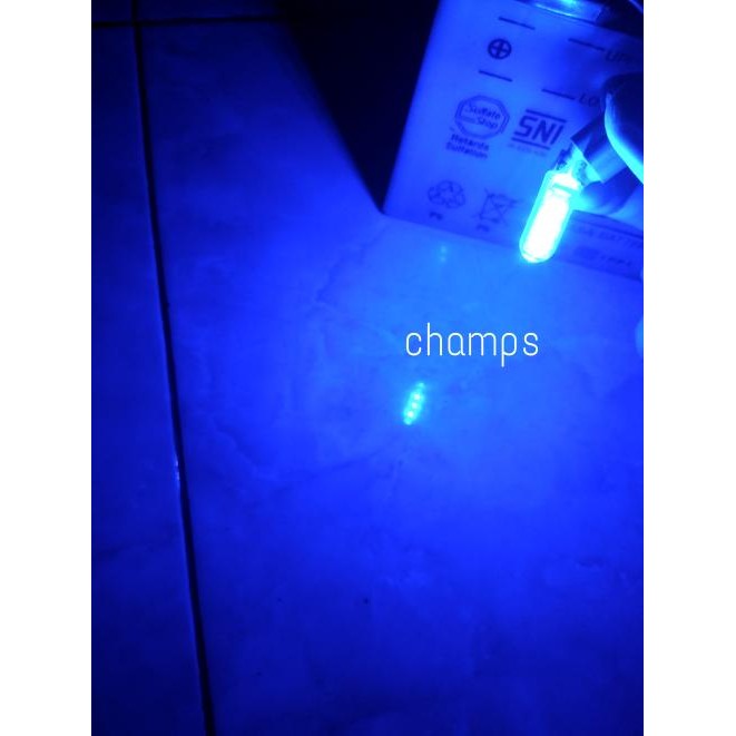 Lampu Senja T10 BIRU STROBO KEDIP LED Motor Mobil Lunos Sepasang