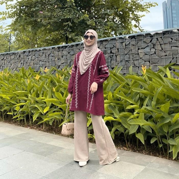 RES2 Laura Tunik Tunic Atasan Raya Lebaran Idul Fitri Ethnic Cantik Linen
