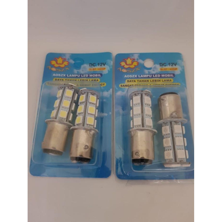 Bayonet Kaki 2 Lampu Rem Motor Mobil 12 Volt 18 Led Nyala Kedip Strobo