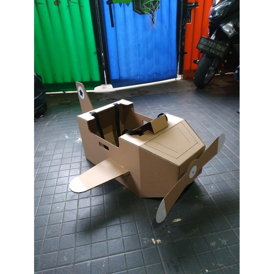 (Allthebest) Kostum pesawat kardus untuk sepeda hias / mainan kardus / pentas seni dan pawai /