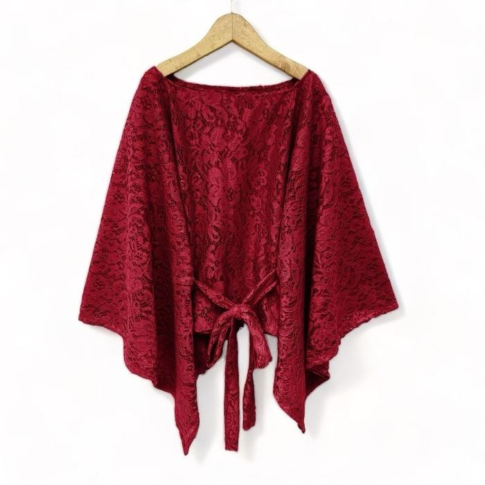 6H27 Rompi Cape Brukat Tulang Pita Outer Luaran Muslim Wanita Cardigan Panjang Dewasa Fit