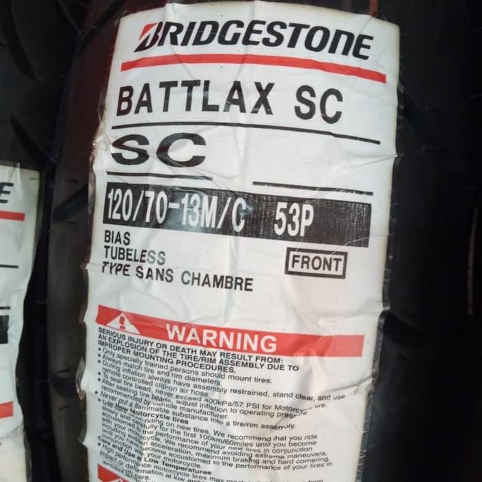 BAN LUAR BRIDGESTONE BATTLAX SC UKURAN 120/70-13 BATTLAX TUBELESS