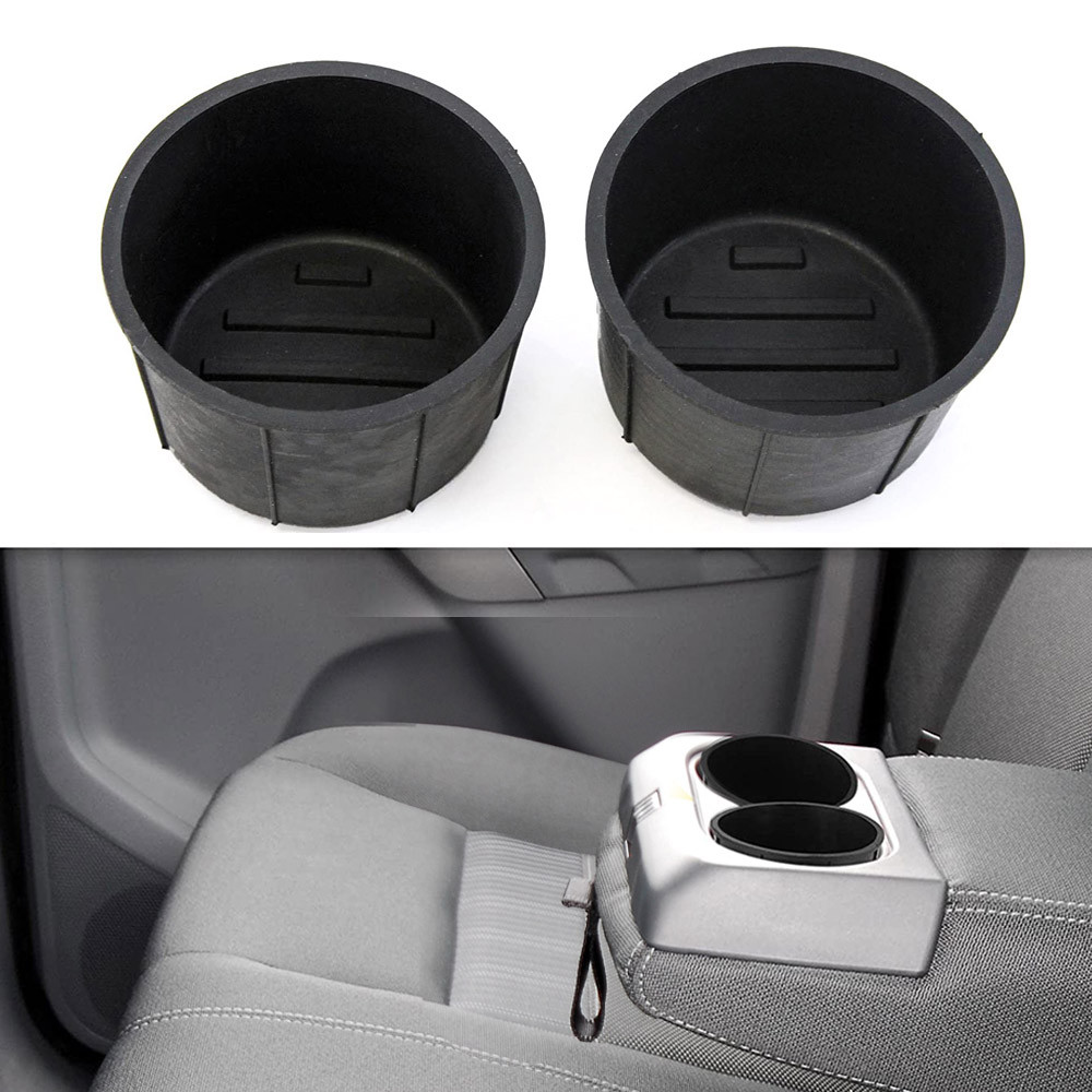 1Pair Rubber Car Rear Center Console Cup Holder Insert Organizer