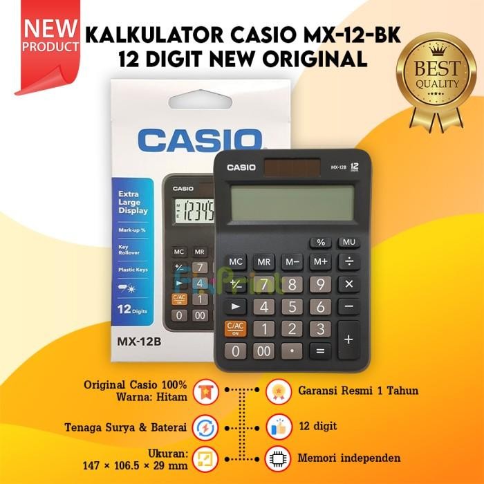 

CASIO MX 12B KALKULATOR DESKTOP 12 DIGIT CALCULATOR ORI GARANSI RESMI