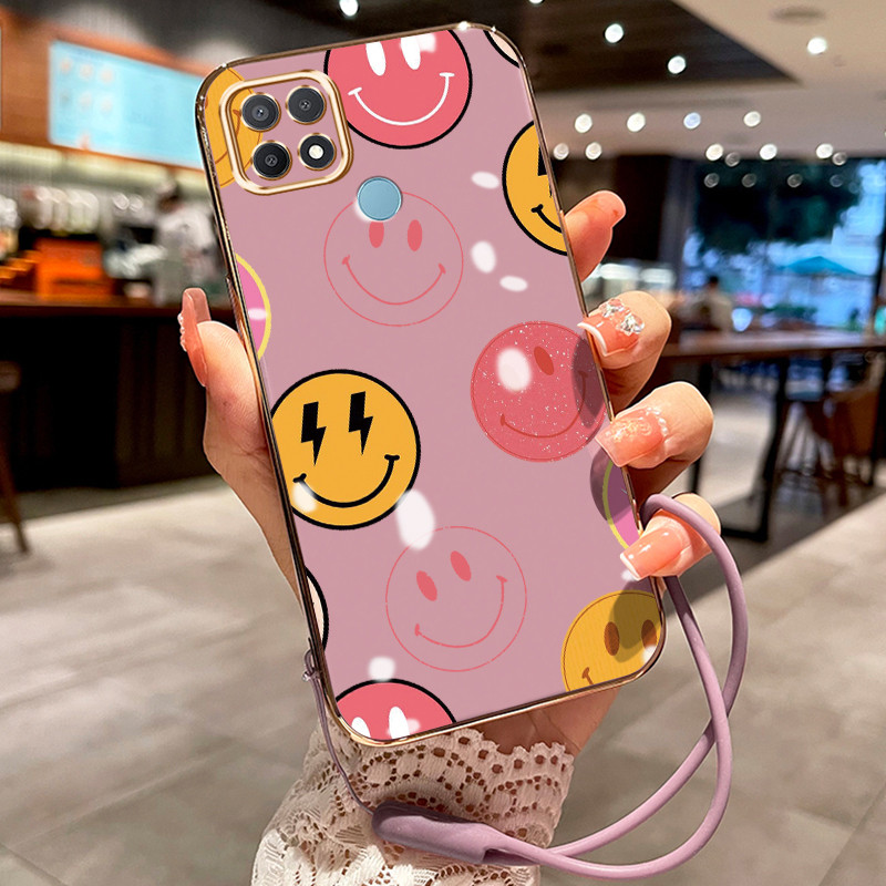 Casing Hp Untuk OPPO A15 A15s A35 Case Casing Bunga matahari HP Cesing Silikon Softcase disepuh tali