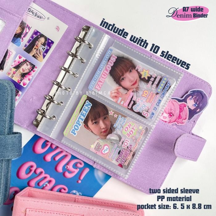 

Bibimcat - (A7 Wide) Denim Binder Photocard / Album Pc Polaroid Jeans Lucu