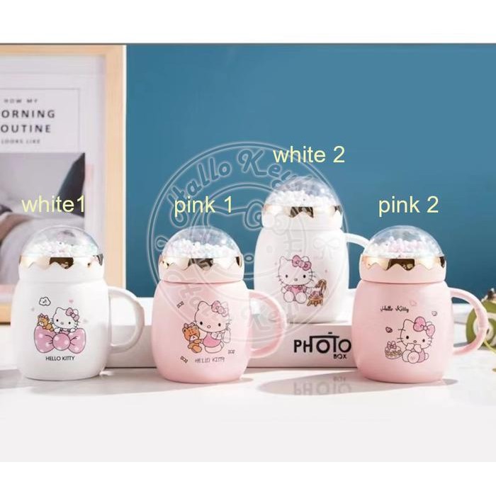 mug gelas cangkir keramik tutup bubble hello kitty