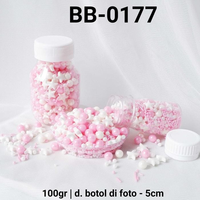 

BB-0177 Sprinkles sprinkle springkel 100gr 100 gram mix pink putih