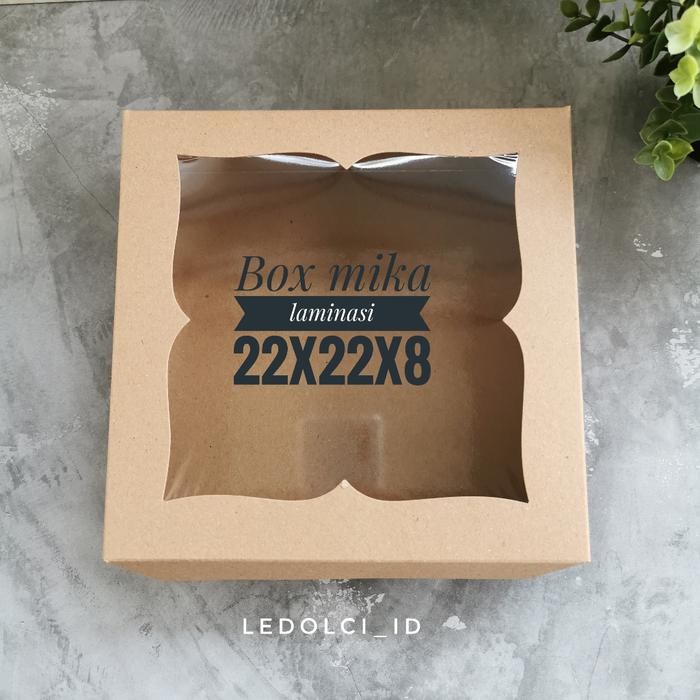 

(5 PCS) 32208 - KRAFT BOX MIKA KOTAK KUE LAMINASI CAKE PUDING 22x22x8