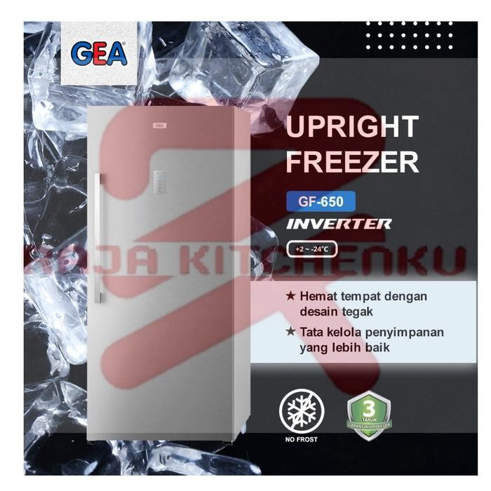 Gea Upright Freezer Gf-650 Standing Freezer 593 Liter Inverter