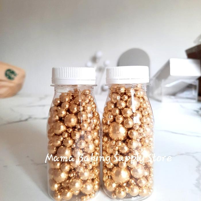 

Edible Sprinkle MIX PEARL GOLD METALIC Mutiara EMAS Topping Decor-+100