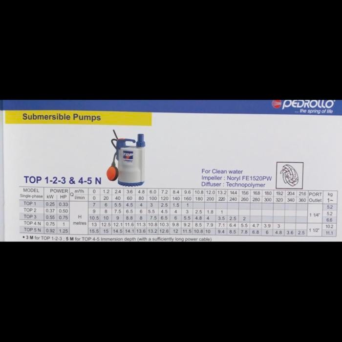 Submersible pump Pedrollo TOP M2