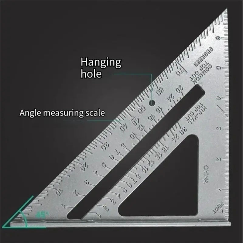tokoaladin09 7 "Aluminum Alloy Triangle Ruler Precise Thickened Angle Ruler Aluminum Alloy Woodworki