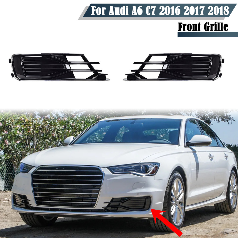 Car Front Fog Light Lamp Cover Front Bumper Grilles For Audi A6 C7