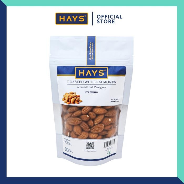 

KACANG ALMOND UTUH PANGGANG 100 GRAM / ROASTED WHOLE ALMOND - HAYS FOOD KACANG SNACKS