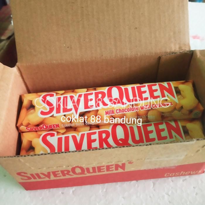 

SILVERQUEEN 55GR CASHEW 1 BOX ISI 10 PCS SNACK COKELAT METE / MEDE MILK CHOCOLATE LEZAT
