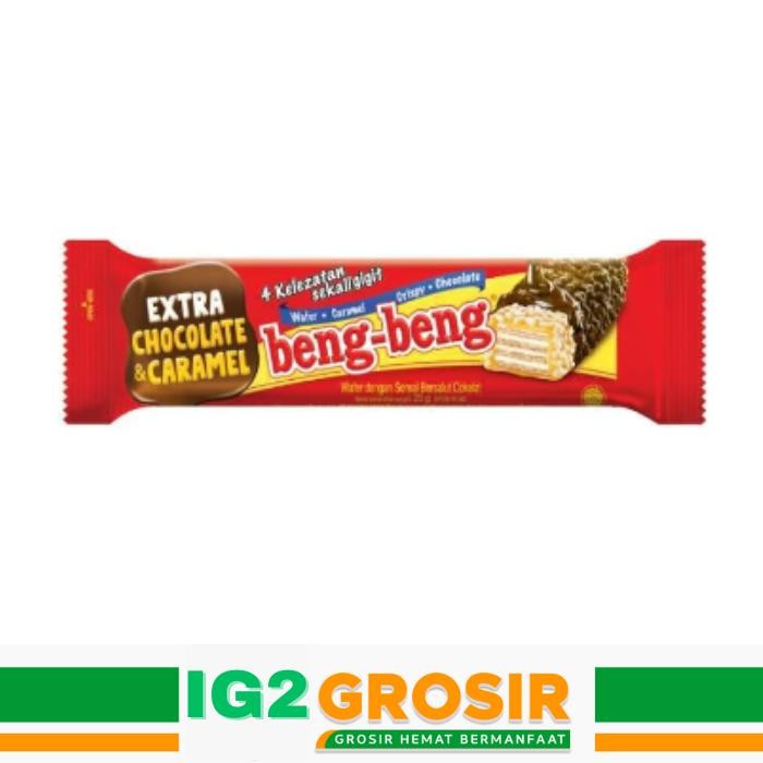 

BENG BENG EXTRA CHOCOLATE & CARAMEL - 1 BOX ISI 17 PCS, WAFER LEMBUT & KRISPI DILAPISI KARAMEL &