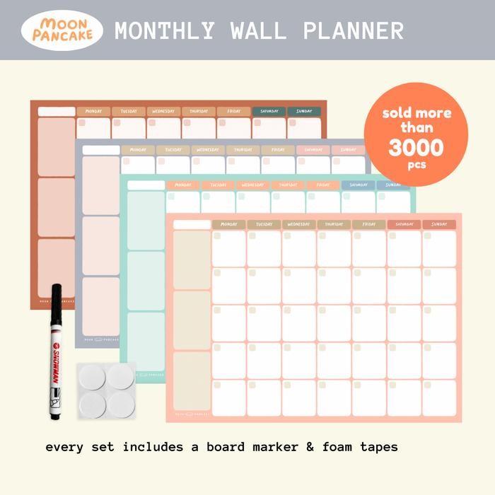

Moon Pancake Wall Monthly Planner Board