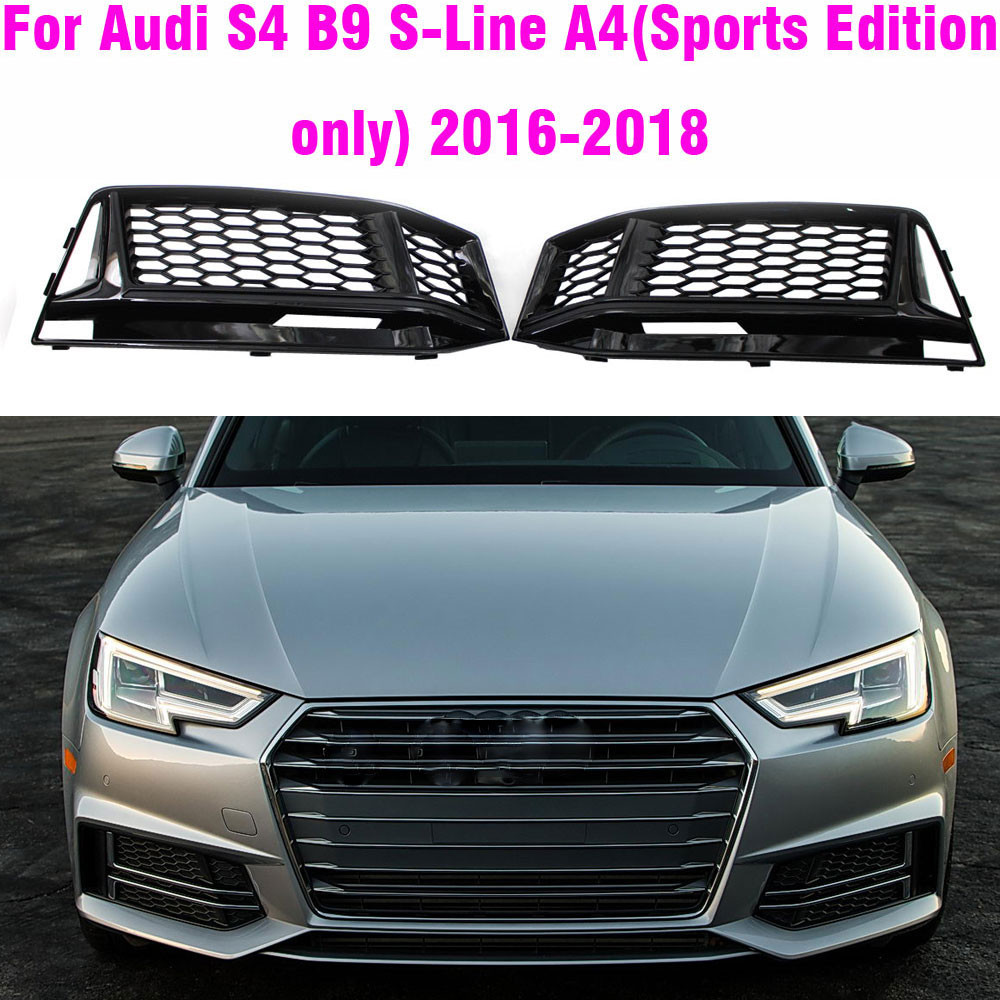 For S4 Style Honeycomb Front Bumper Fog Light Grille For Audi A4