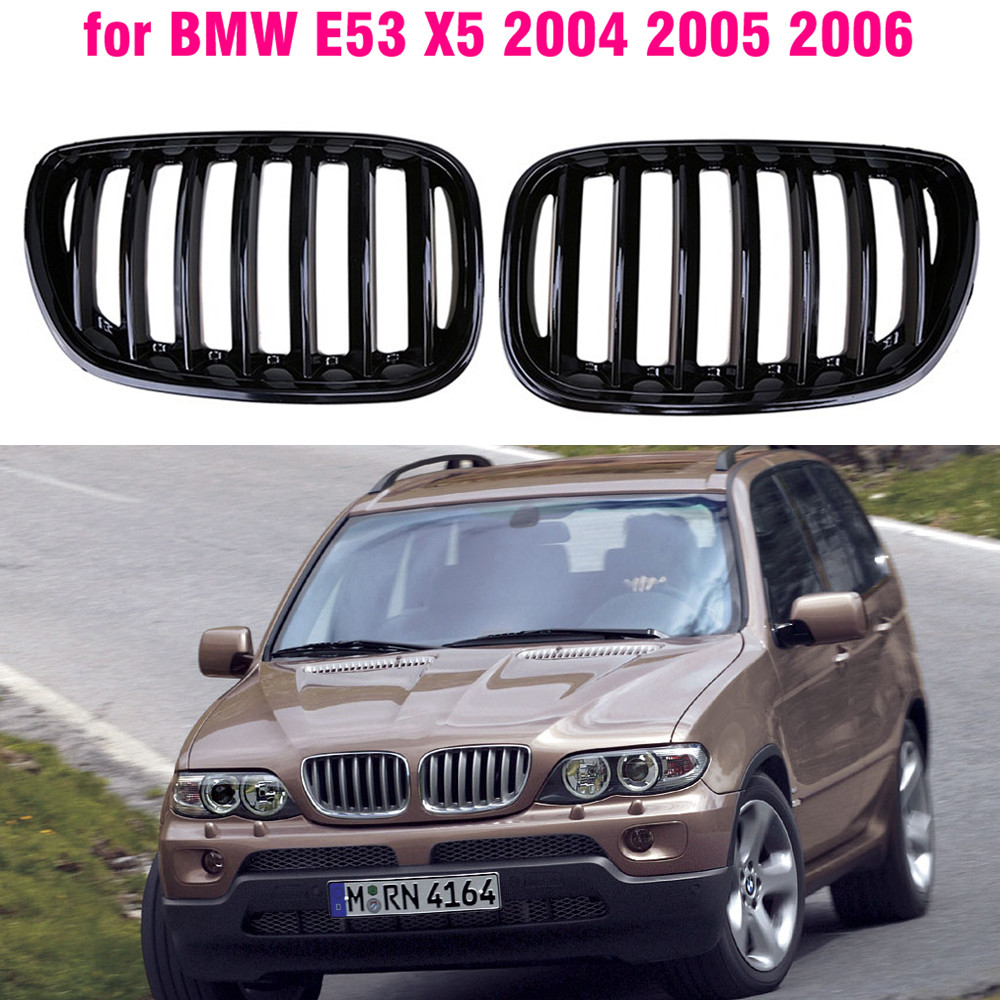 Front Gloss black kidney sport grilles Hood grill for BMW E53 X5 2004