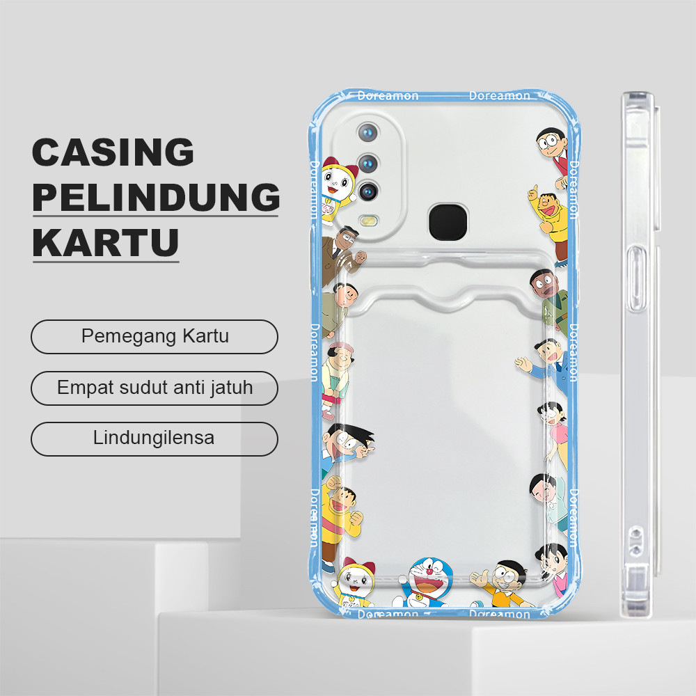Casing Hp Untuk VIVO Y12 Y15 Y17 1902 Tempat Kartu Soft Cover Cassing Doraemon 1009 KB Kesing Softca