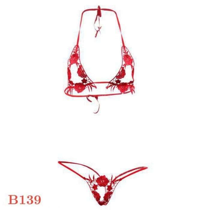 NEW Pakaian Dalam Wanita Sexy B139 Bra Set Bralette Halter Merah
