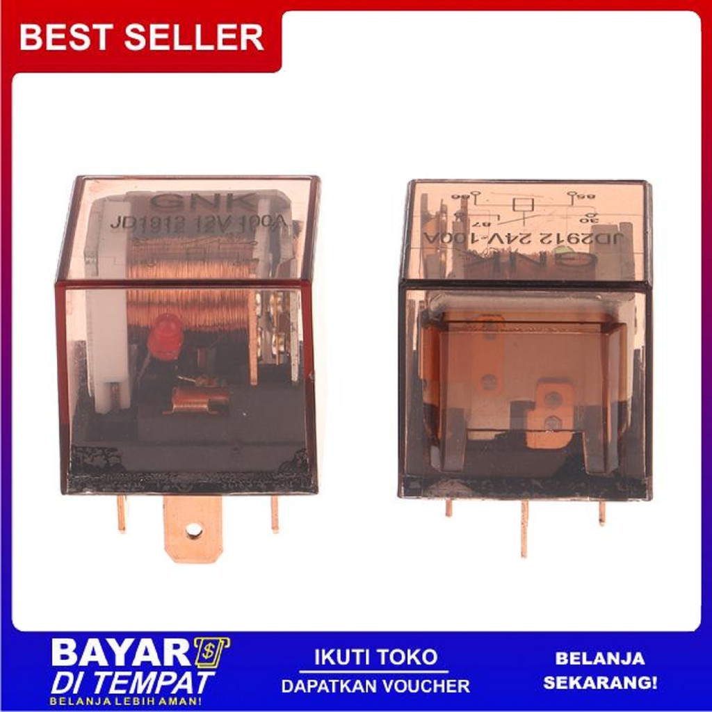 FREE ONGKIR DC 12V 24V WATERPROOF AUTOMOTIVE RELAY 4/5PIN SPDT CAR CONTROL DEVICE 100A WITH LIGHT