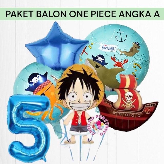 PAKET BALON ONE PIECE ANGKA A / DEKORASI ULANG TAHUN ONE PIECE
