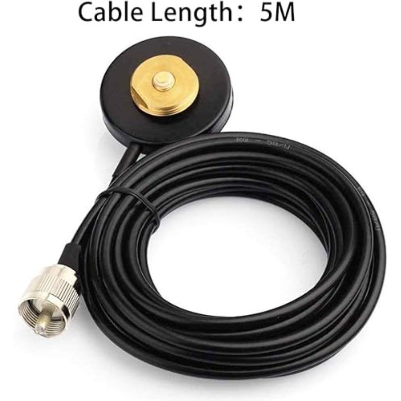NMO Mount Magnetic Base 5M Antenna Cable Roof or Trunk for Mobile Radios PL259 Connector for Yaesu K