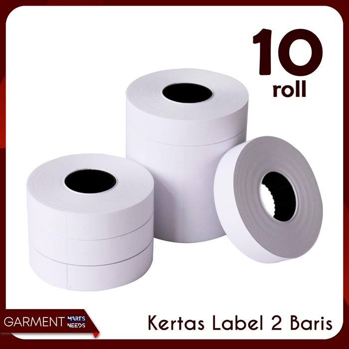 Isi Label 2 Baris 10 Roll Alat Labeller Refill