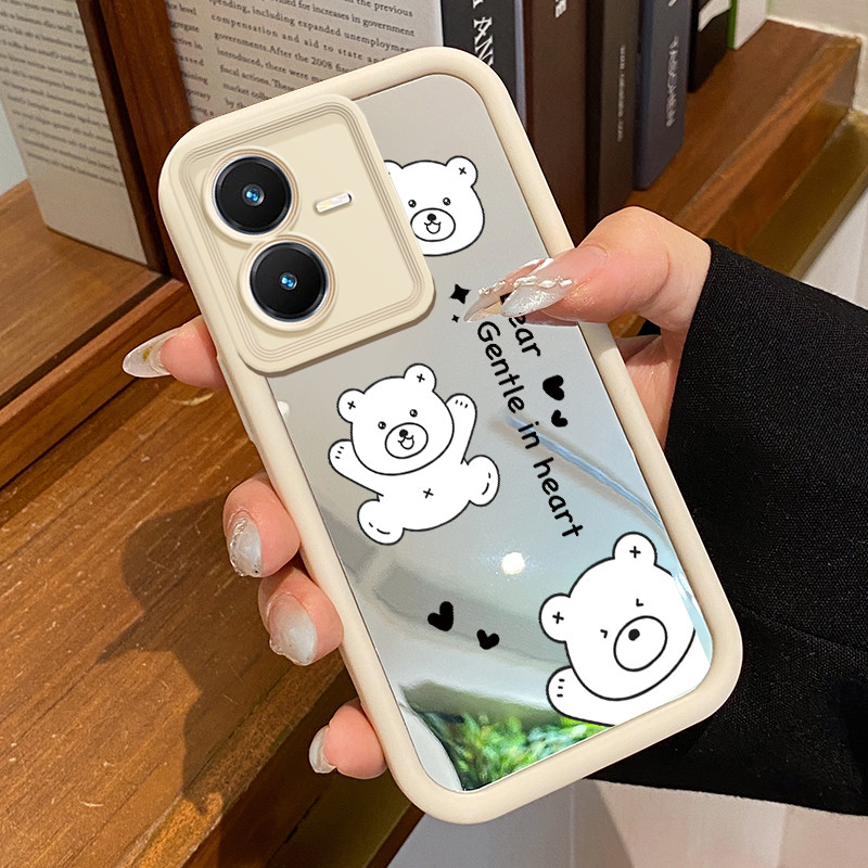 Casing Hp VIVO Y22 VIVO Y22s Case Casing pelindung cermin Softcase Kesing motif Bear Silikon Kasing 